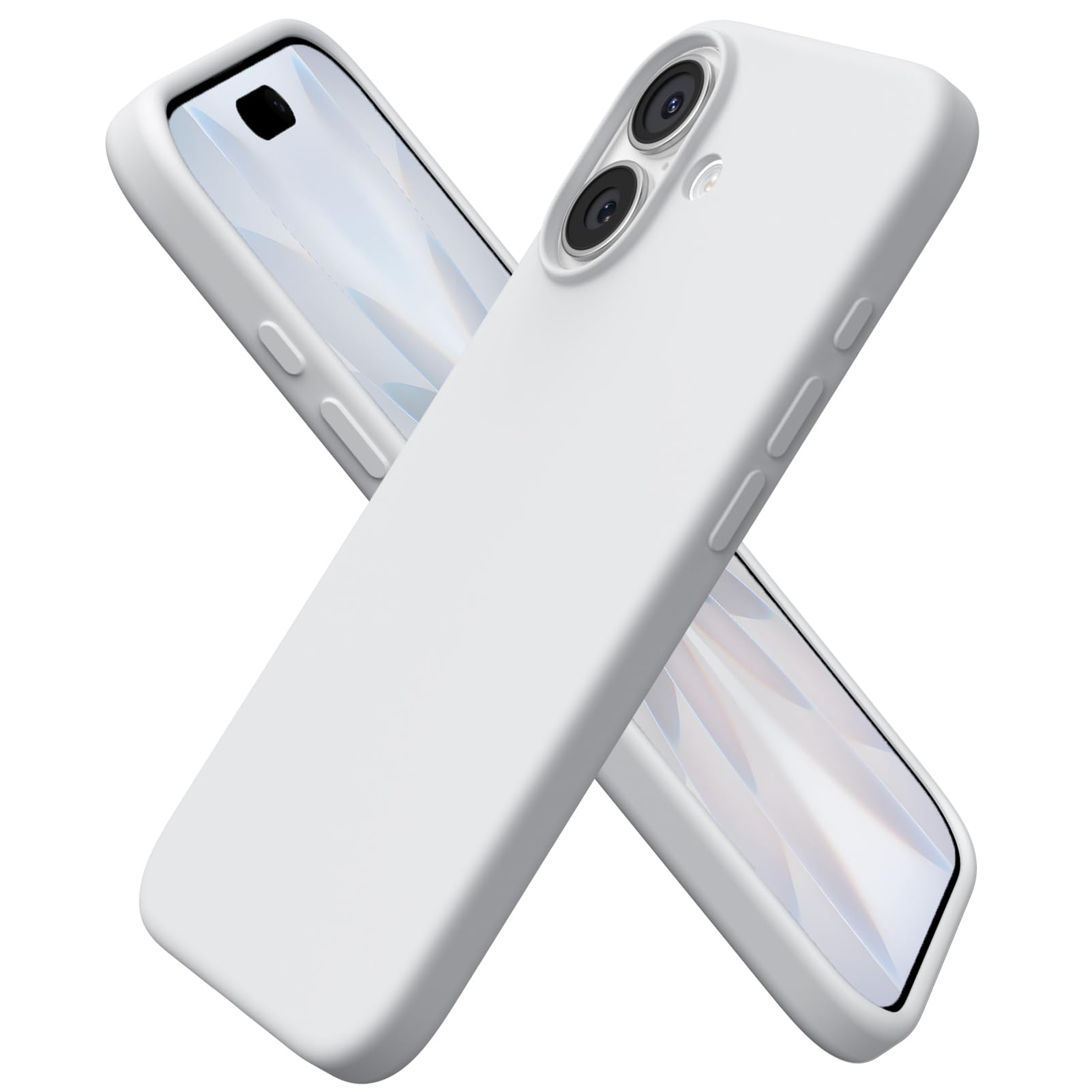 ORNARTO Compatible with iPhone 17 Case 6.3, Slim Liquid Silicone 3 Layers Full Covered Soft Gel Rubber Phone Case Protective Cover 6.3 Inch, Pale Grey
