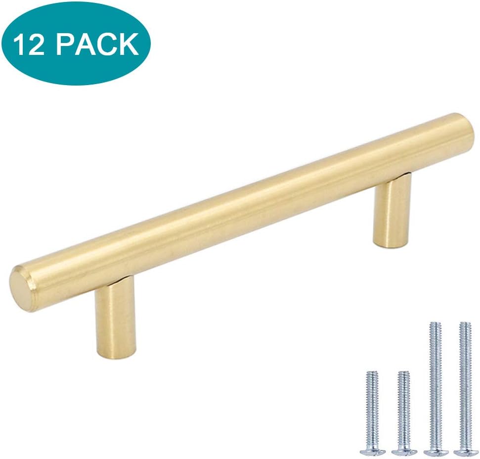 12 Pack Lontan 90mm Cupboard Handle Kitchen Door Handle Gold Cupboard Handle Gold Cabinet Pull -LS201GD90 Gold Handle For Drawer Gold Kitchen Handle Kitchen Handles For Cupboard Kitchen Cabinet Handle