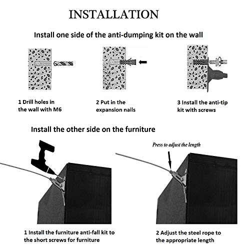 Zengest 4 Pack TV and Furniture Anchors, 150 Lb High Load Furniture Anti-Tip Kit, Protect Baby and Pet from Falling Furniture, Extra Secure Kit - Thumbnail 5