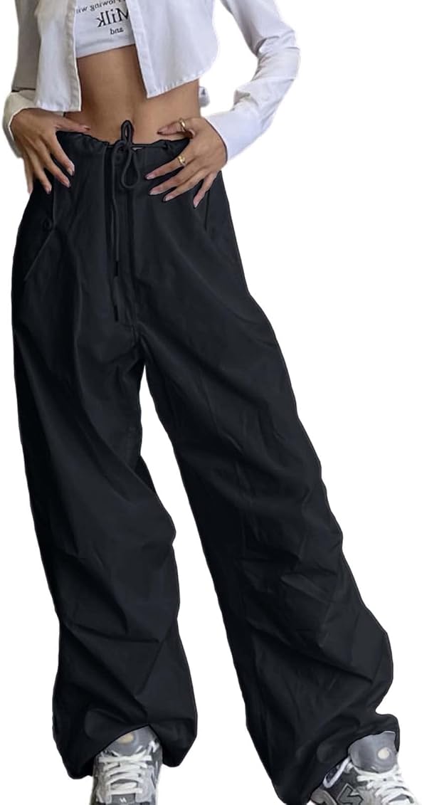 Parachute Pants for Women, Cargo Pants Women Baggy, Y2K Low Waist