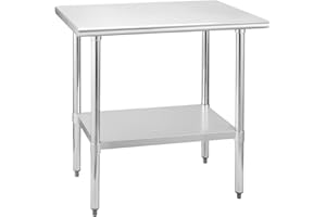 Chingoo Stainless Steel Table 24 x 36 Inches Metal Prep Table with Adjustable Undershelf, Stainless Table for Commercial Kitchen, Outdoor, Restaurant, Hotel & Garage