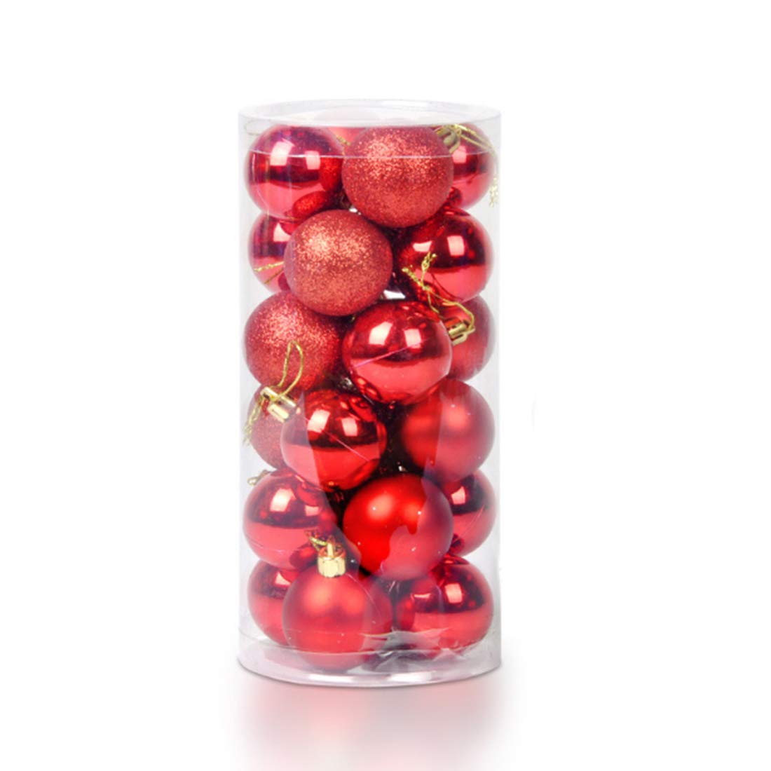 Ectkuee 24pcs Christmas Tree Baubles Red Balls Onaments Shatterproof Decorations by Art Beauty,Wedding Decoration (60mm-Red)