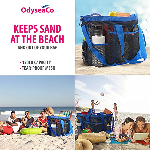 Odyseaco Extra Large Mesh Beach Bag Mesh Beach Tote Waterproof