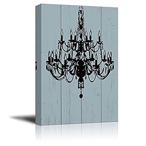 Black Chandelier on Wood Background