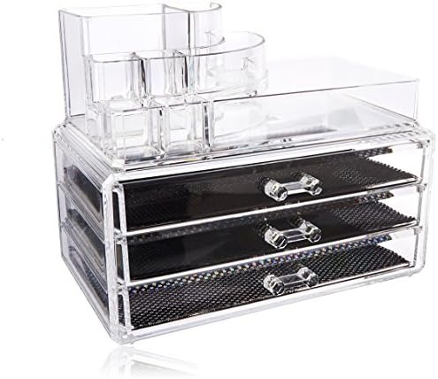 Ferrebelle Acrylic Makeup Organizer Cosmetic Display Box, 2 Piece