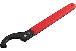 C Hook Spanner Wrench for 38-42mm Round Nut, Carbon Steel Collet Chuck Tool with Red Non-Slip Rubber Handle, Compatible with 
