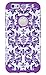 iPhone 6, DandyCase 2in1 Hybrid High Impact Hard Purple & White Flower Pattern + Silicone Case Cover for Apple iPhone 6 (4.7