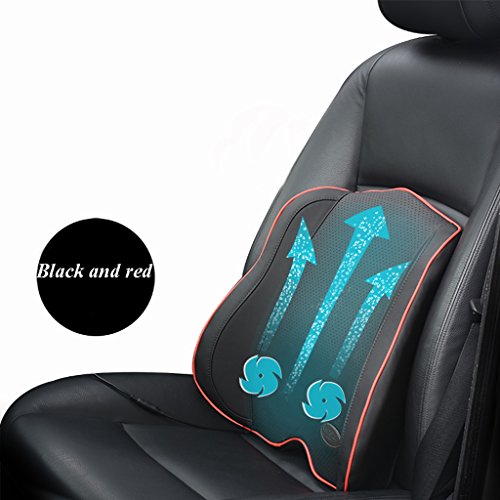 QIHANGCHEPIN Back Massage Cushion Lumbar Support, Ventilation Memory Cotton for Lower Back Pain, Rest, Driver's Seat, Suitable for Main Car Seats (Color : Black, Size : Massage+ventilation)