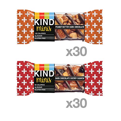 KIND Bar Mini's, Peanut Butter Dark Chocolate/Dark Chocolate Cherry Cashew, Gluten Free, 100