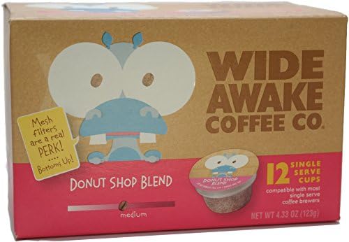 Wide Awake Coffee Donut Shop Blend Single Serve Cup, 12 Count (Pack of 3)