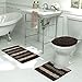 Bath Frieze Deliso Stripe Shag 3-Piece Bath Set, Chocolate