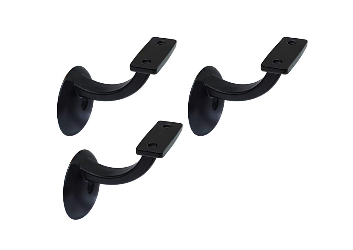 Photo 1 of QCAA Heavy Duty Zinc Die Cast Handrail Bracket, Powder Coated, Matte Black, 3 Pack, Made in Taiwan