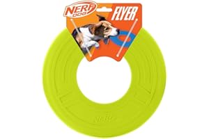 Nerf Dog Atomic Flyer Outdoor Dog Toy, 10 Inch Flying Disc Dog Fetch Toy, Rubber Dog Toy for Medium Dogs and Large Dogs, Green