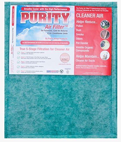 High Performance Dust, Pollen, Odor Reduction 5 Stage Purity Air Filter for Furnace and Air Conditioners 20x25x1 - 2 Pack
