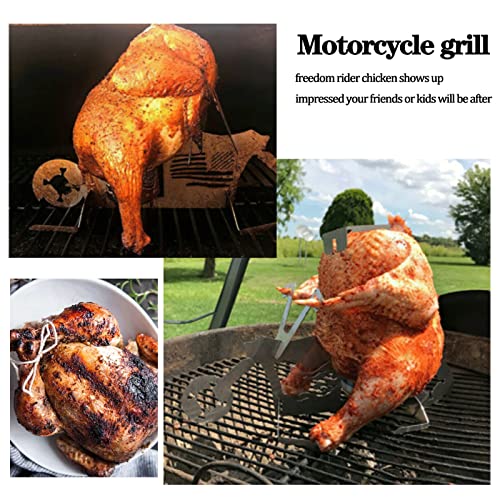 Motorcycle Beer Can Chicken Holder for Grill, Portable Chicken Stand