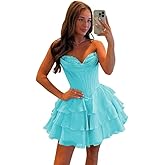 Corset Short Homecoming Dresses for Teens Strapless 2026 Ruffle Floral Tiered Graduation Party Gowns