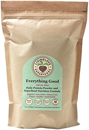 LivingLove Superfoods Everything Good Organic Nutritional Superfoods Powder Mix, Plant based protein, 30 servings