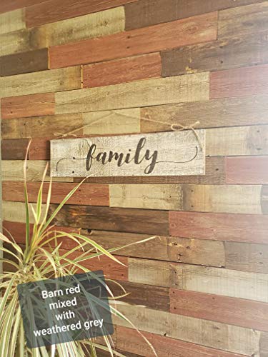 Real Weathered Wood Planks for Walls - Rustic Reclaimed barn Wood Paneling for Accent Walls, Easy Nail up Application (Barn Red - 11 Square feet) - Thumbnail 4