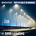 Hyperikon 54W LED Shoebox Street Light Rotatable, 250w Metal Halide Replacement, Bright Outdoor Area lighting, Large Mogul E39 Screw Base, UL & DLC, 5000K Crystal White, 5900 lumens