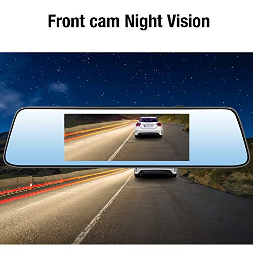 PUMPKIN Mirror Dash Cam Backup Camera 7” Touch Screen Dual Lens 1080P Front and 720P Rear with Rear View Camera, Night Vision, G-Sensor, Parking Monitor