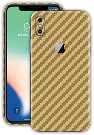 Premium Textured Vinyl Decal Skin Sticker Wrap Cover Body Easy-to-Apply Compatible with iPhone X, iPhone X Plus by YoungMobileSkin (Carbon Fiber Gold, iPhone X/iPhone 10)