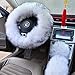 Ogrmar Winter Warm Faux Wool Steering Wheel Cover with Handbrake Cover & Gear Shift Cover for 14.96