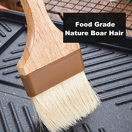 Pastry Brush Natural Bristle Basting Brush Kitchen Oil Brush with Beech Wooden Handle for Spreading Butter, Egg Wash or Marinade to Pastries, Dessert, Bread Dough or Meat (1 inch & 1.5 inch & 3 inch) - Thumbnail 5