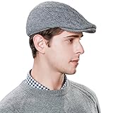 SIGGI Wool Newsboy Cap Mens Winter Hat Cold Weather Ivy Flat Cap Knit British Drivers Cap Gray Grey