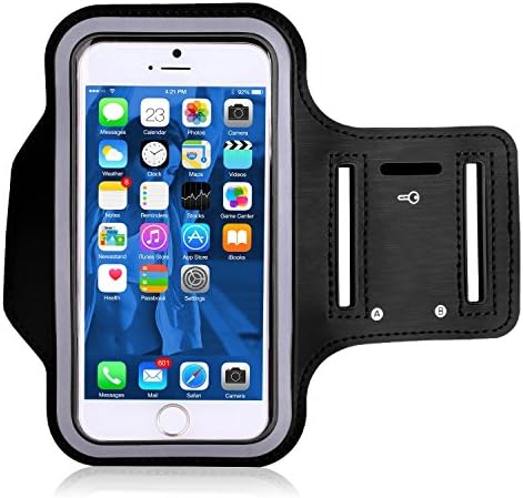 11TT Sports Running Cell Phone Armband with Key Holder for iPhone 7 Plus/6 Plus, 6S Plus (5.5-Inch), Galaxy S6/S5, Note 5/4 Bundle with Screen Protector (Black)
