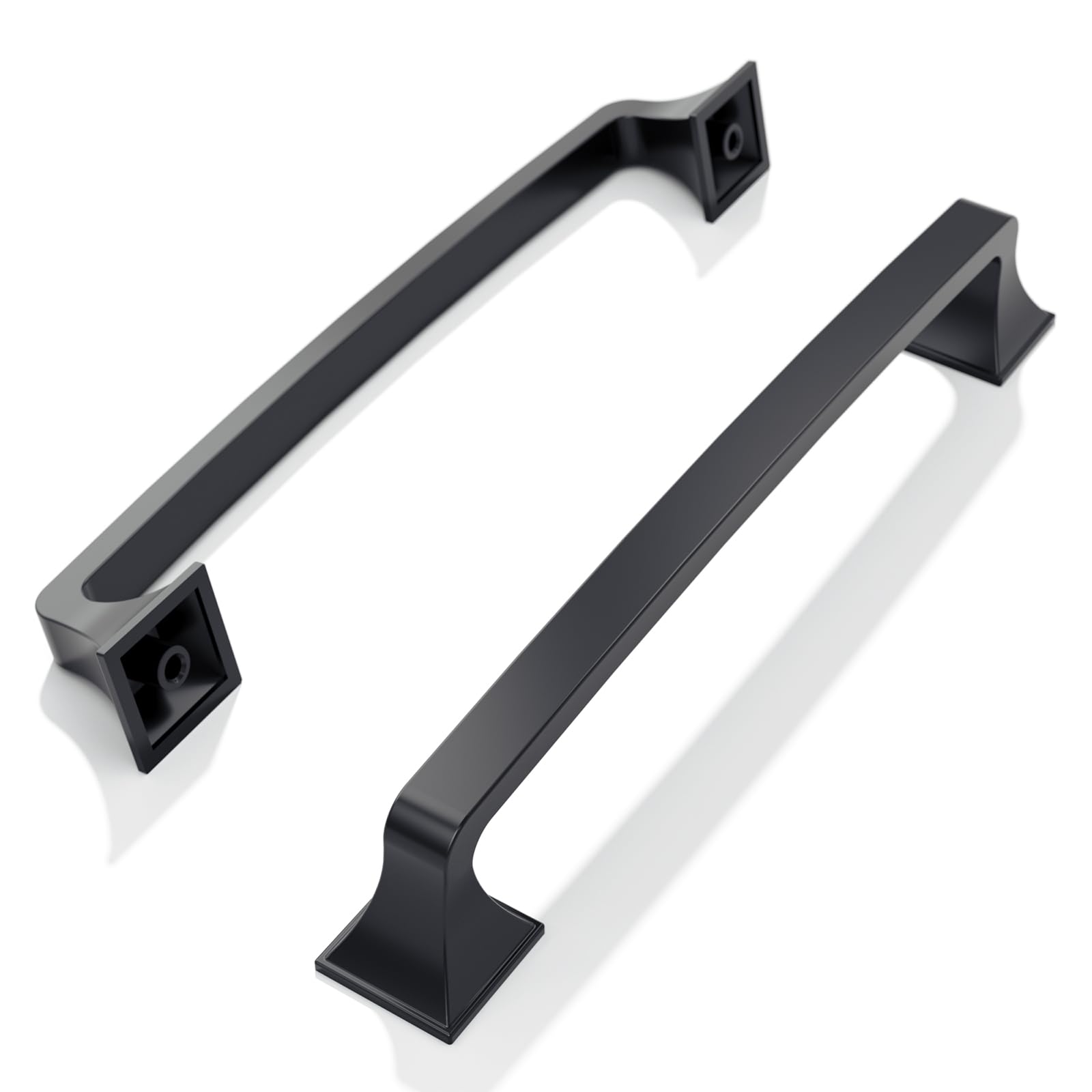 FURNIWARE Pack of 5 Cabinet Handles,Matt Black Hardware Drawer Pulls,Zinc Alloy Kitchen Cabinet Door Handles Pull-160mm(6.3 Inch) Hole Center