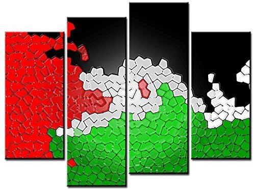 Fingertip Art Wall Art Paintings - 4 Pieces Decor Art of Palestine Flag Painting - The pictures Print on Canvas for Modern Home Decor Decoration
