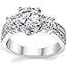 Metal Masters 1.50 Carat Round Cubic Zirconia Past, Present, Future Sterling Silver 925 Wedding Engagement Ring