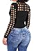 Women's Stylish Hollow Out Henley Top with Long Sleeve Pullover Tee Black S