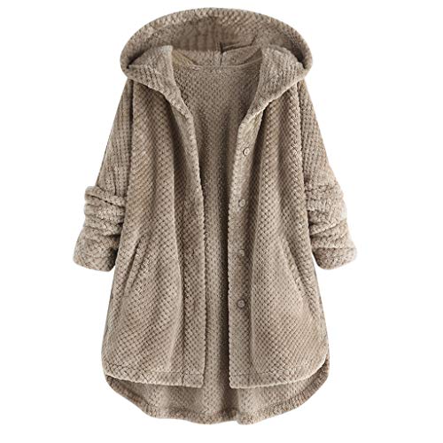thumbnail image 2 of Women's Fuzzy Sherpa Fleece Jacket - Oversized Hooded Zip Up Coat With Pockets For Winter 2 of 12