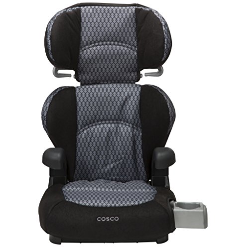 Cosco Pronto! Booster Car Seat for Children, Adjustable Headrest, Integrated Cup Holders, Linked Black