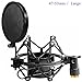 Etubby 47-53mm AT2020 Microphone Shock Mount with Metal Screw Adapter, Adjustable Anti Vibration High Isolation Metal Mic Mount Holder Clip for Diameter of 47-53mm Microphone