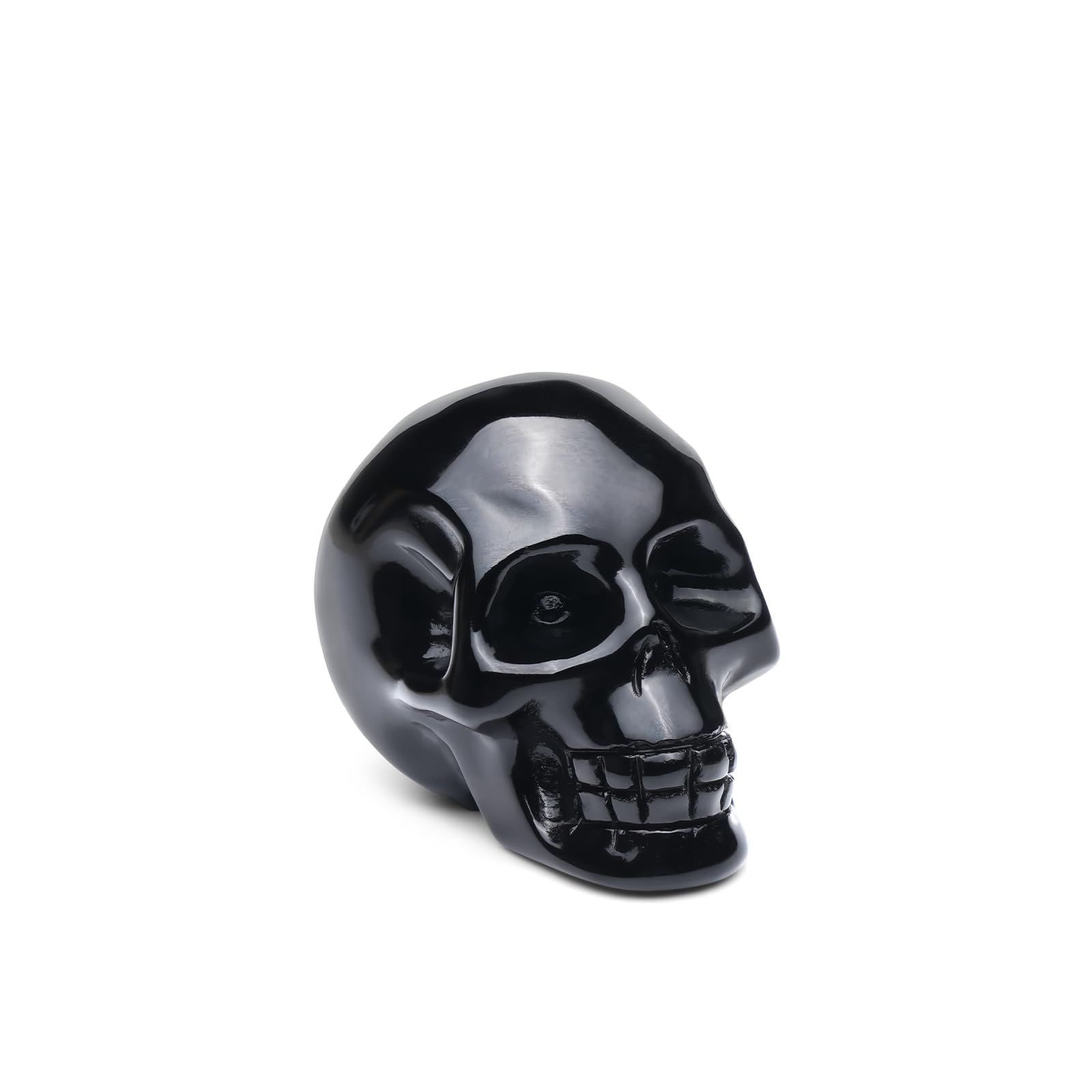 AWNL Crystal Skull Ornament,Head Sculpture with Black Obsidian Natural Gemstone,Healing Crystal Statues Decoration Gift For Men,1.4''x 2''x 1.6''