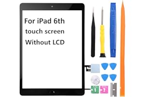 JYYSCRN for iPad 6 (6th Generation) A1822 A1823 2017 Digitizer Screen Replacement Digitizer Touch Glass Kits,9.7 Inch (2017 Released), Full Repair Sets+Home Button[No TouchID Chip],White