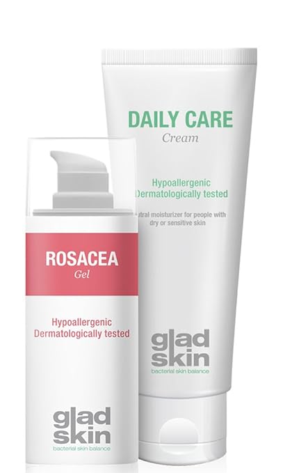 Gladskin Rosacea Gel 30ml & Daily Care 75ml Moisturizing Set (Kombi-Packung) - lindert Rötungen und beugt neuen Entzündungen 