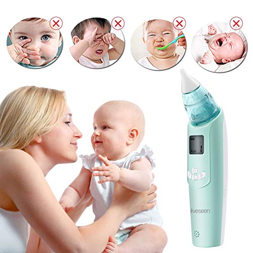 DEYACE Baby Nasal Aspirator Electric, 3 Strength Vacuum Suction, LCD Display, Adjustable Music, 3 Color Flashing Light, Snot/Booger Sucker Nose Cleaner for Newborn, Toddler, Infant (Green)