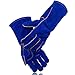 KIM YUAN Extreme Heat/Fire Resistant Gloves Leather with Kevlar Stitching, Mitts Perfect for Welding/Oven/Grill/BBQ/Mig/Fireplace/Stove/Pot Holder/Tig Welder/Animal Handling, (14in-blue)