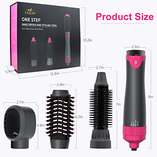 Hot Hair Dryer Brush Upgraded Detachable 3 IN 1 Interchargeable Negative Ions One-Step Hair Dryer and Volumizer for Straightening, Curling Dryer Style Reducing Frizz and Static Best gift