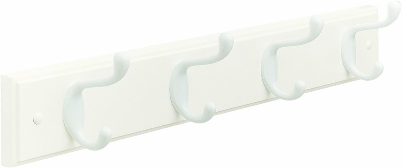 Amerock H55646WGW Classic Hook Rack with White Hooks, White, 18-Inch