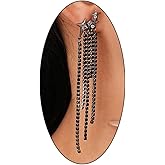 Long Rhinestone Tassel Dangle Earrings for Women,Sparkly Black Crystal Hollow Star Drop Earrings,Trendy Punk Jewelry Party Dress Accessories