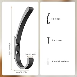 KYOEON Coat Hooks Wall Mounted, 4Packs