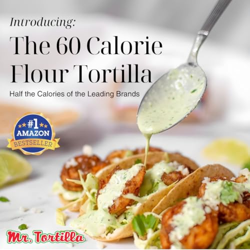 MR. TORTILLA 60 CALORIE WRAPS – 6″ DELICIOUS ARTISAN FLOUR TORTILLAS – SOFT TACO SHELLS MADE WITH AVOCADO OIL – TORTILLA WRAPS FOR BURRITO, QUESADILLAS, ENCHILADAS – (VARIETY PACK, 32 COUNT)