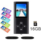 RHDTShop MP3 MP4 Player with a 16 GB Micro SD card, Support UP to 32GB TF Card, Portable Digital Music Player / Video / Media Player / FM Radio / E-Book Reader, Ultra Slim 1.7” LCD Screen, Black