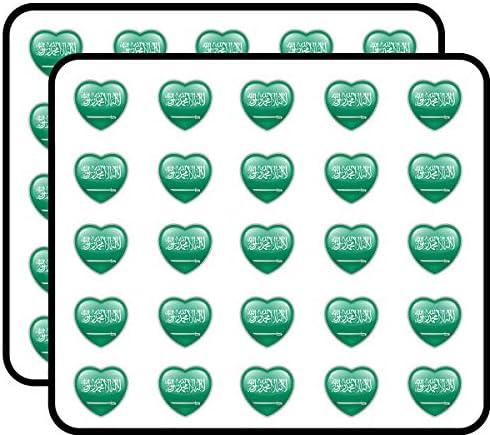 I Love Saudi Arabia Glossy Heart Flag Art Decor Sticker for Scrapbooking, Calendars, Arts, Kids DIY Crafts, Album, Bullet Journals 50 Pack