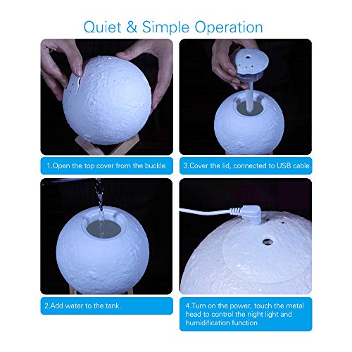 image for Bluefeel USB Humidifier 3D Printing Moon Lamp USB LED Night Light Humi