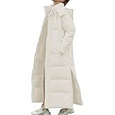 Long Down Winter Jackets for Women Hooded Thicken Warm Down Jacket Hem Slit Padded Puffer Coat Fashion with Pockets